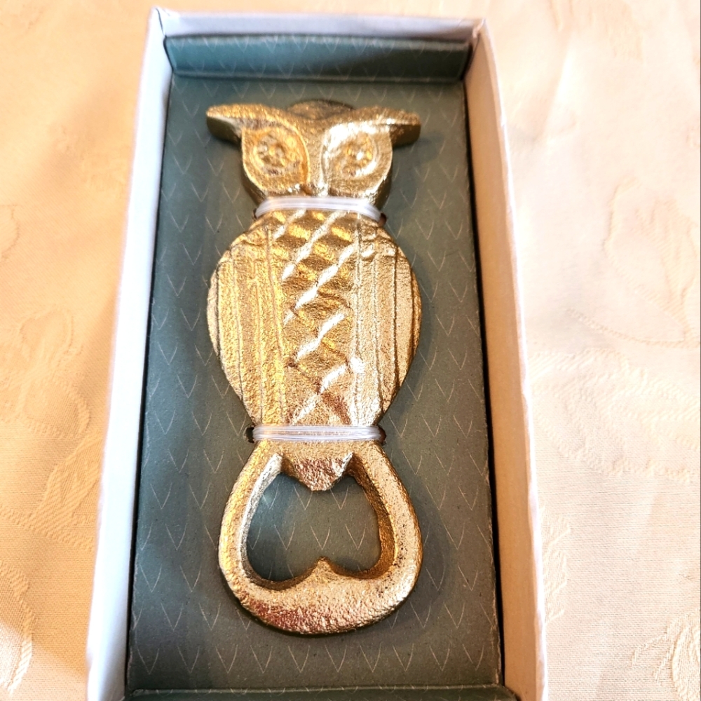 West Elm Gold Metal Owl Bottle Opener New
